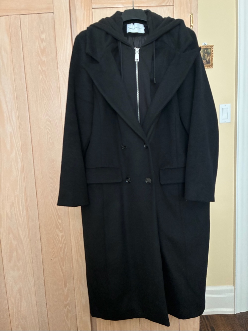 Rebecca Minkoff Black Hooded Double-Breasted Long Coat